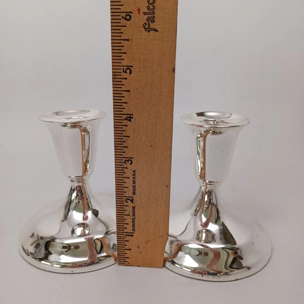 Vintage Silver Tone Weighted Trumpet Candlestick Holders Set of 2 Classic Decor